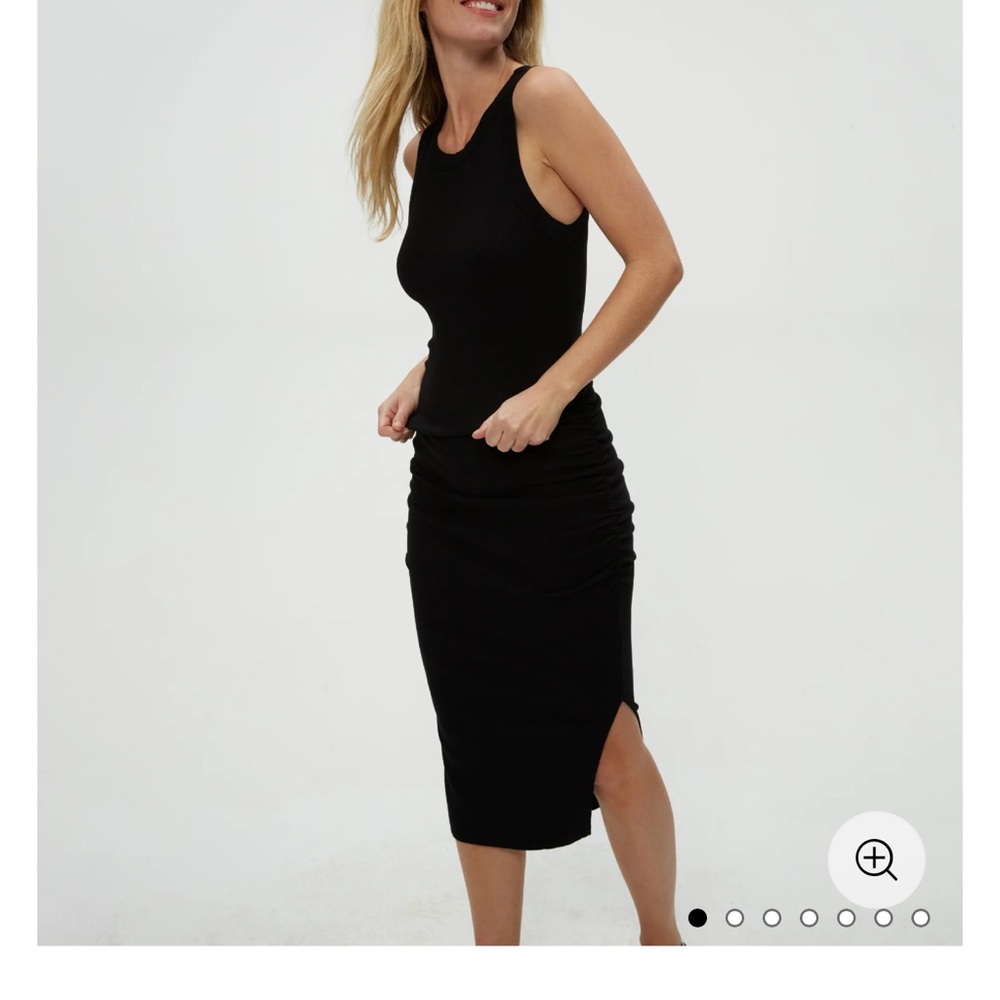 Michael Stars Ribbed Wren Midi Dress Size M Black